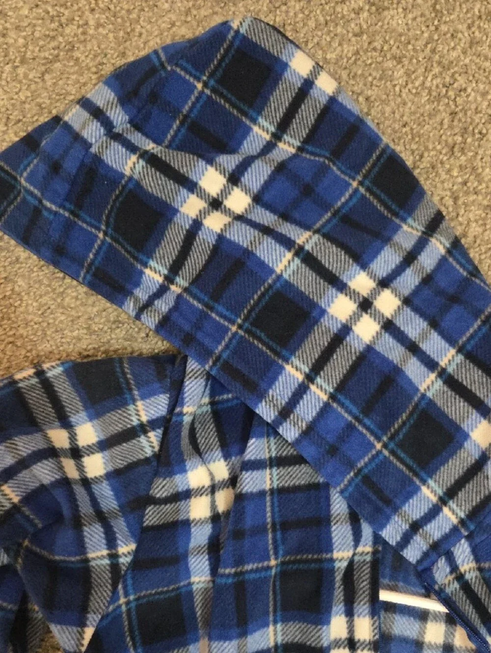 PJ Place Blue and White Plaid Zip Hoodie Onesie Fleece Childrens Place XXL/16